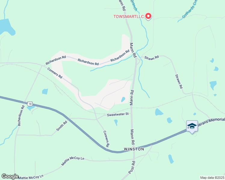 map of restaurants, bars, coffee shops, grocery stores, and more near 7800 Poppy Drive in Winston