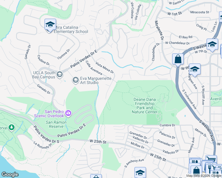 map of restaurants, bars, coffee shops, grocery stores, and more near 30706 Tarapaca Road in Rancho Palos Verdes