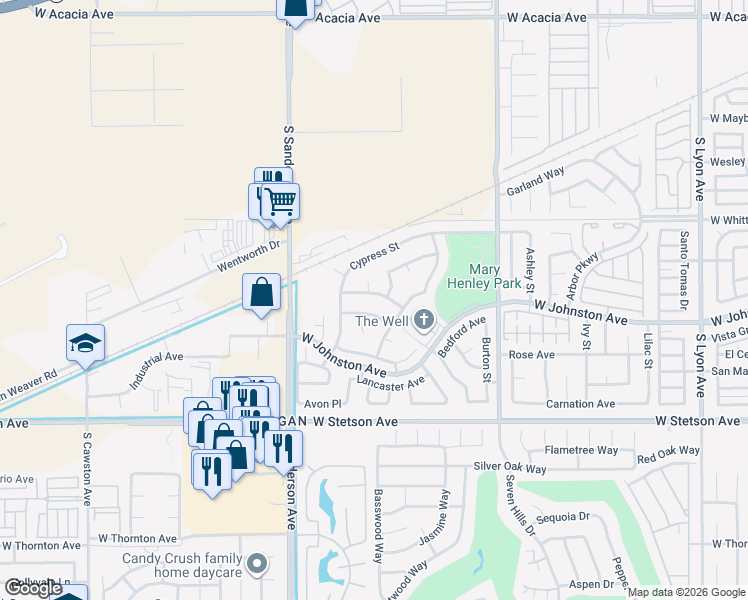 map of restaurants, bars, coffee shops, grocery stores, and more near 2985 Pembroke Avenue in Hemet