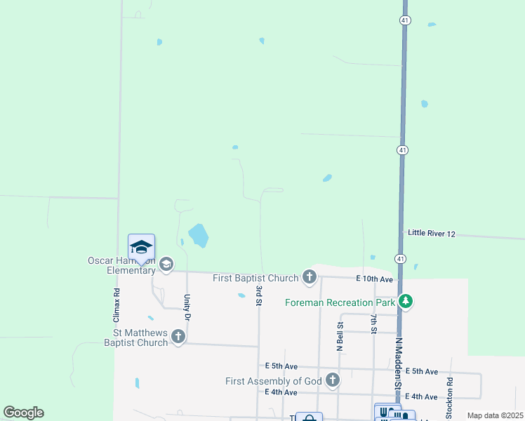 map of restaurants, bars, coffee shops, grocery stores, and more near in Foreman