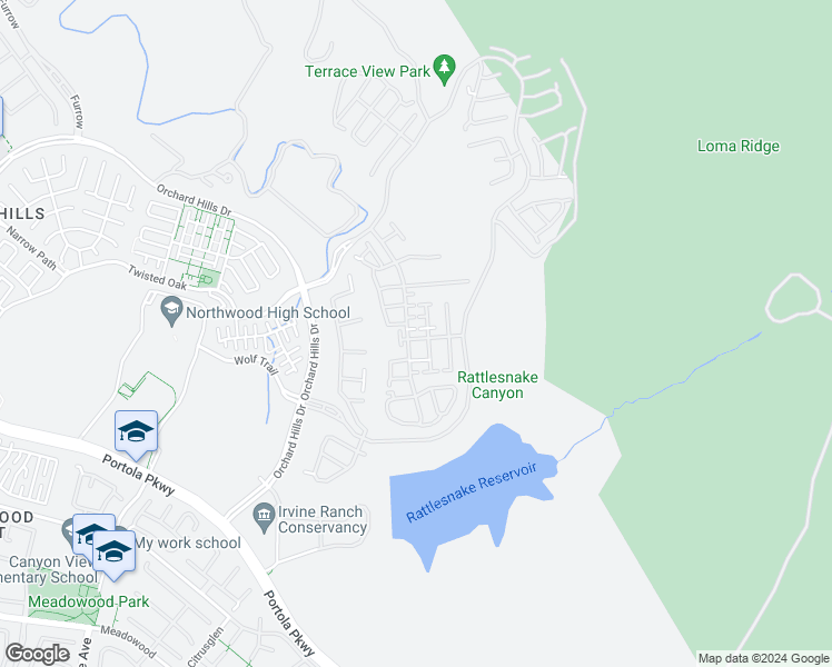 map of restaurants, bars, coffee shops, grocery stores, and more near 170 Villa Ridge in Irvine