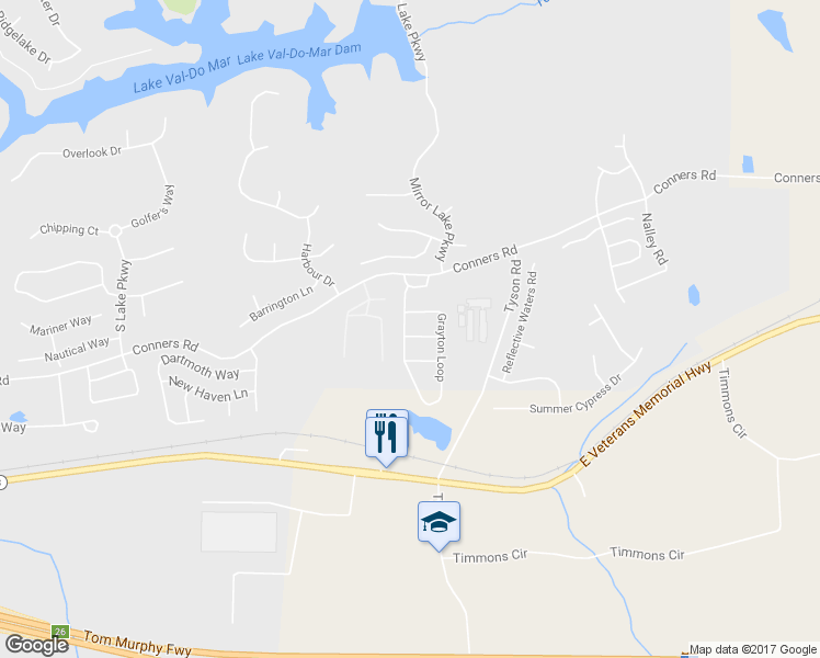 map of restaurants, bars, coffee shops, grocery stores, and more near 9119 Waterbury Crossing in Villa Rica