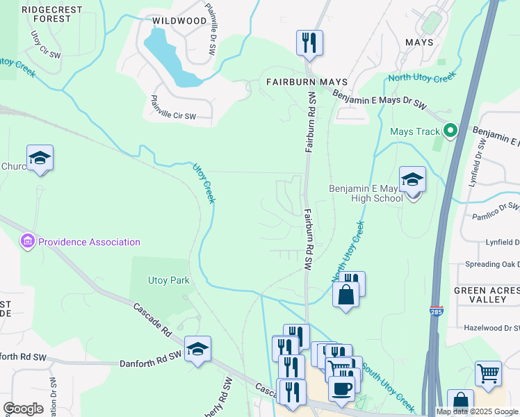 map of restaurants, bars, coffee shops, grocery stores, and more near 3745 Mays Crossing Southwest in Atlanta