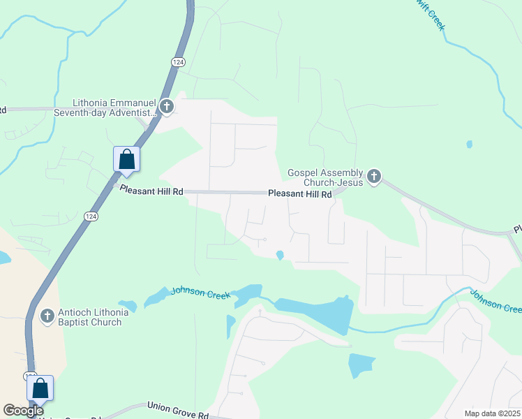 map of restaurants, bars, coffee shops, grocery stores, and more near 7492 Ferrara Drive in Lithonia