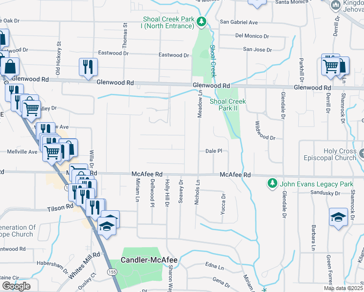 map of restaurants, bars, coffee shops, grocery stores, and more near 2855 Long Way in Decatur