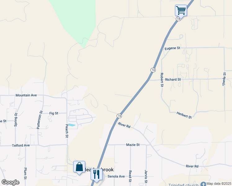 map of restaurants, bars, coffee shops, grocery stores, and more near 21145 Kimes Lane in Perris
