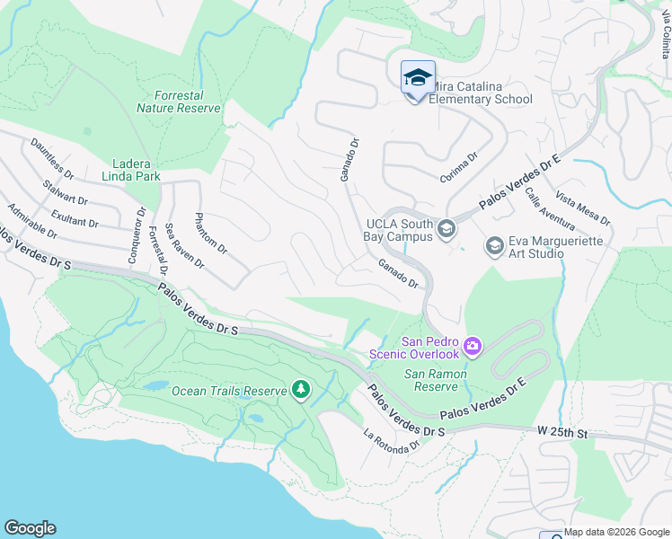 map of restaurants, bars, coffee shops, grocery stores, and more near 3412 Seaglen Drive in Rancho Palos Verdes