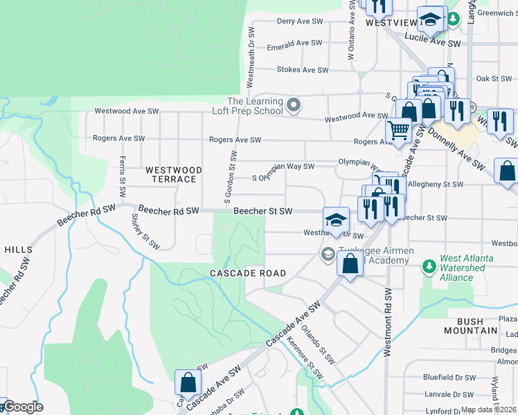 map of restaurants, bars, coffee shops, grocery stores, and more near 811 Rosemary Avenue Southwest in Atlanta