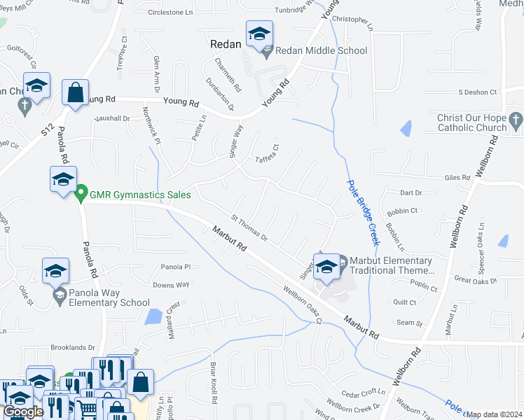 map of restaurants, bars, coffee shops, grocery stores, and more near 1914 Sailcloth Street in Lithonia