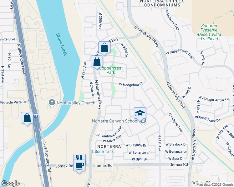map of restaurants, bars, coffee shops, grocery stores, and more near 2330 West Straight Arrow Lane in Phoenix