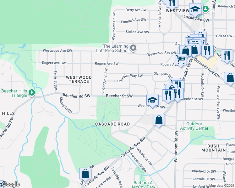 map of restaurants, bars, coffee shops, grocery stores, and more near 811 Rosemary Avenue Southwest in Atlanta