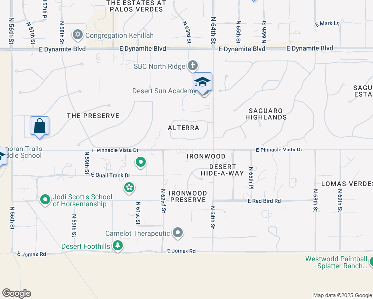 map of restaurants, bars, coffee shops, grocery stores, and more near 6249 East Pinnacle Vista Drive in Scottsdale