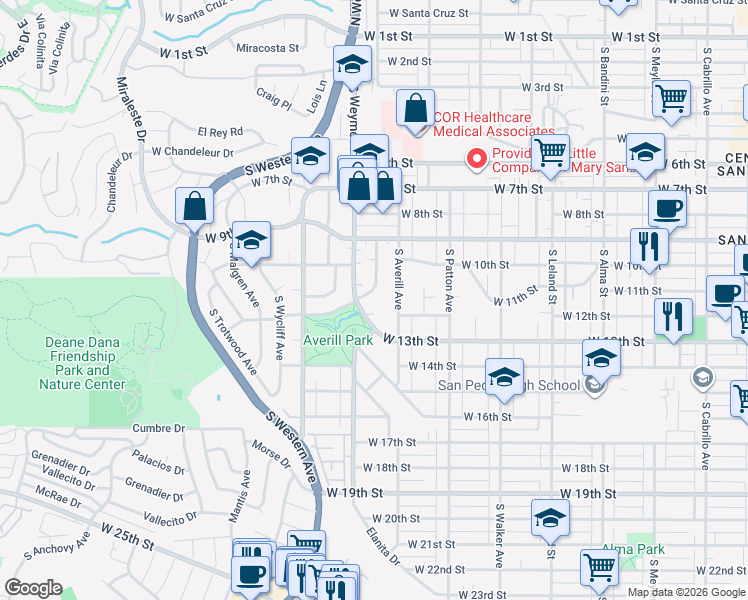 map of restaurants, bars, coffee shops, grocery stores, and more near 1142 South Weymouth Avenue in Los Angeles