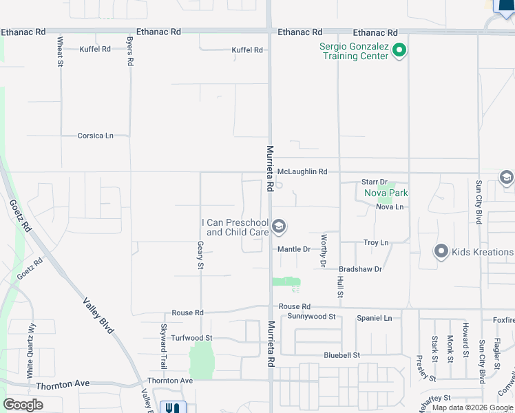 map of restaurants, bars, coffee shops, grocery stores, and more near 26629 Calle Gregorio in Menifee