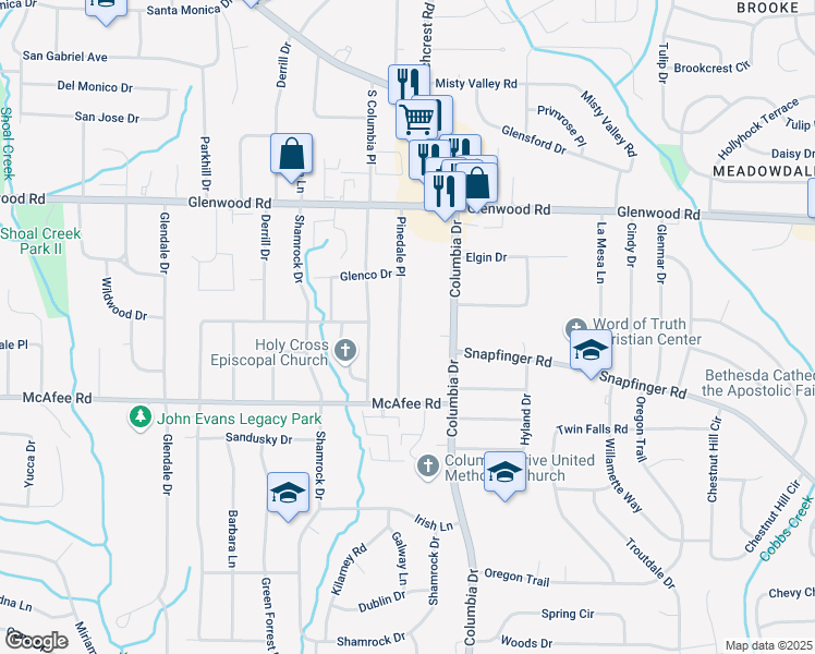 map of restaurants, bars, coffee shops, grocery stores, and more near 1934 Pinedale Place in Decatur
