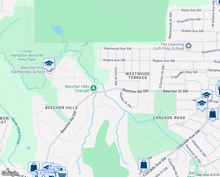 map of restaurants, bars, coffee shops, grocery stores, and more near 2028 Beecher Road Southwest in Atlanta
