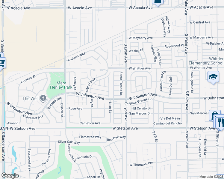 map of restaurants, bars, coffee shops, grocery stores, and more near 853 Santa Teresa Way in Hemet
