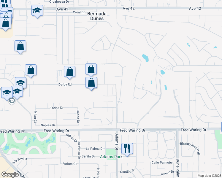 map of restaurants, bars, coffee shops, grocery stores, and more near 43427 Scollard Court in Indio