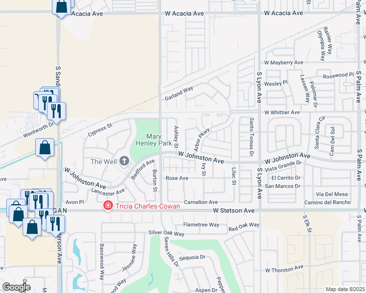 map of restaurants, bars, coffee shops, grocery stores, and more near 867 Sweetpea Street in Hemet