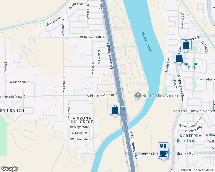 map of restaurants, bars, coffee shops, grocery stores, and more near 2965 West Pinnacle Vista Drive in Phoenix