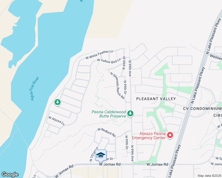 map of restaurants, bars, coffee shops, grocery stores, and more near 10011 West Hedge Hog Place in Peoria