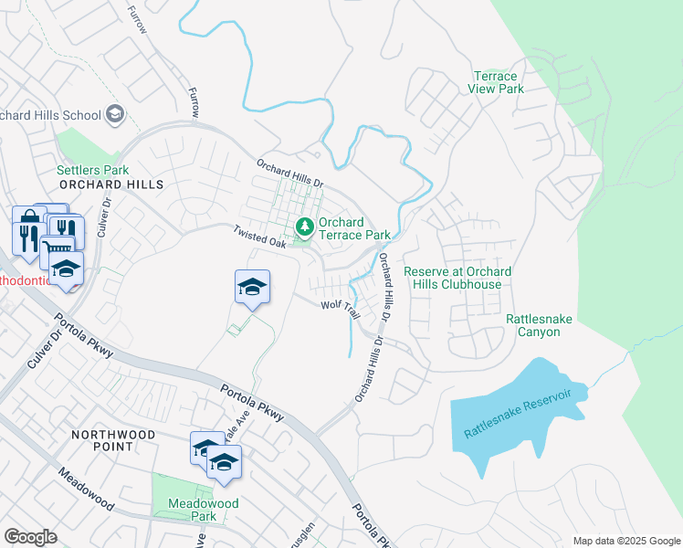 map of restaurants, bars, coffee shops, grocery stores, and more near 140 Stallion in Irvine