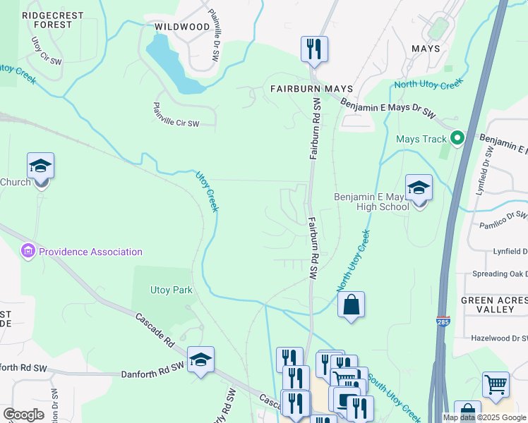 map of restaurants, bars, coffee shops, grocery stores, and more near 3761 Mays Crossing Southwest in Atlanta