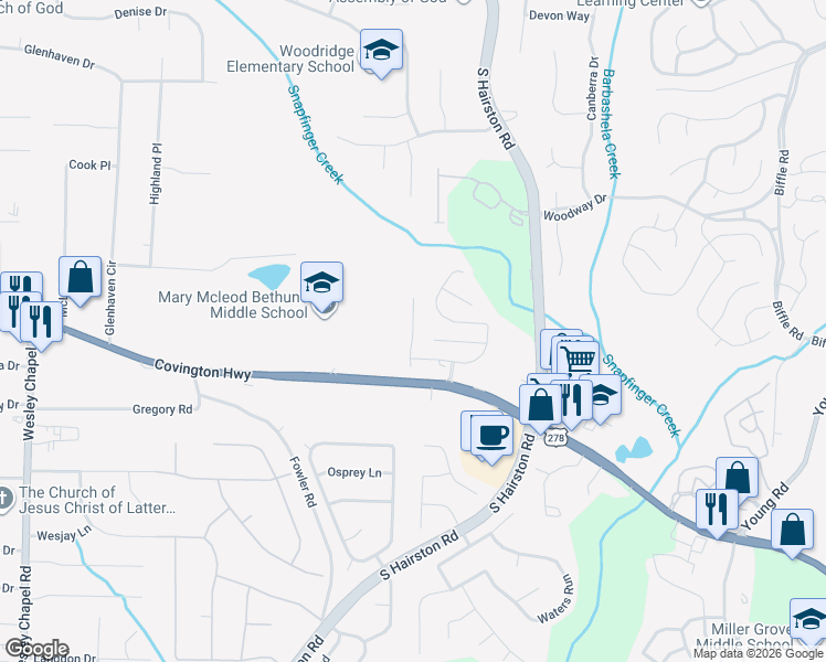 map of restaurants, bars, coffee shops, grocery stores, and more near 1817 Broadway St in Decatur