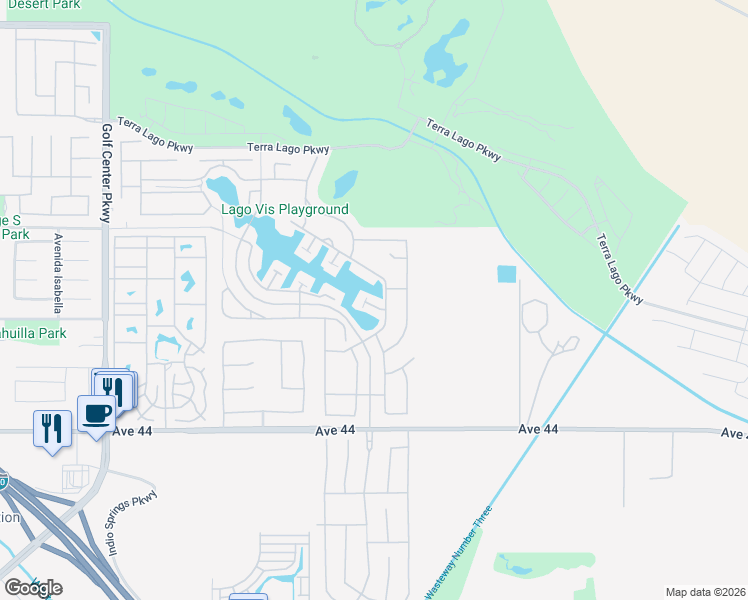 map of restaurants, bars, coffee shops, grocery stores, and more near 84650 Litorale Court in Indio