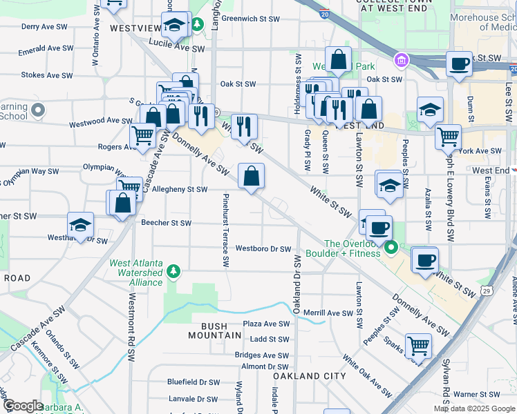 map of restaurants, bars, coffee shops, grocery stores, and more near 779 Atwood Street Southwest in Atlanta