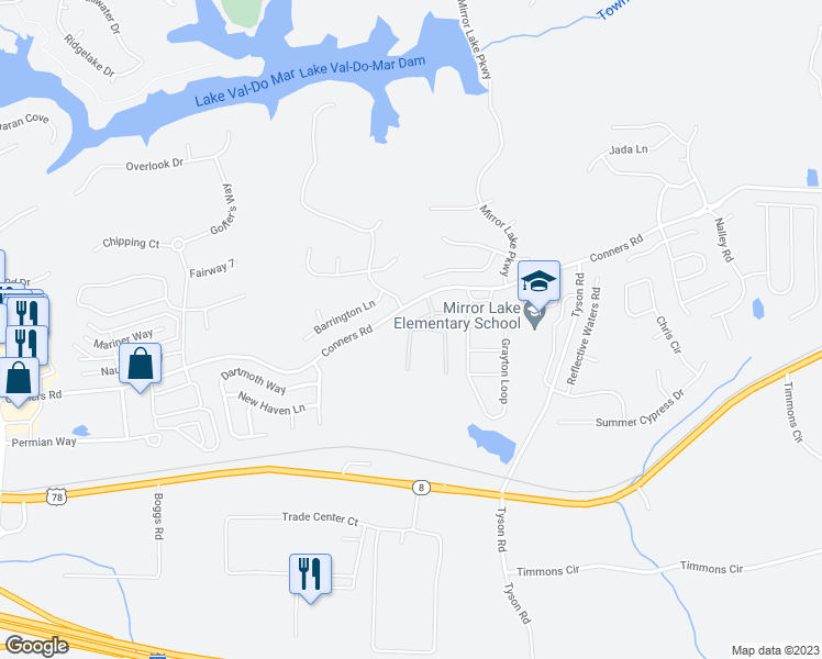 map of restaurants, bars, coffee shops, grocery stores, and more near 3101 Woods Walk in Villa Rica