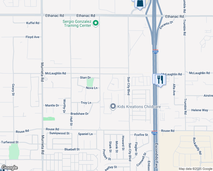 map of restaurants, bars, coffee shops, grocery stores, and more near 26599 Sagewood Way in Menifee