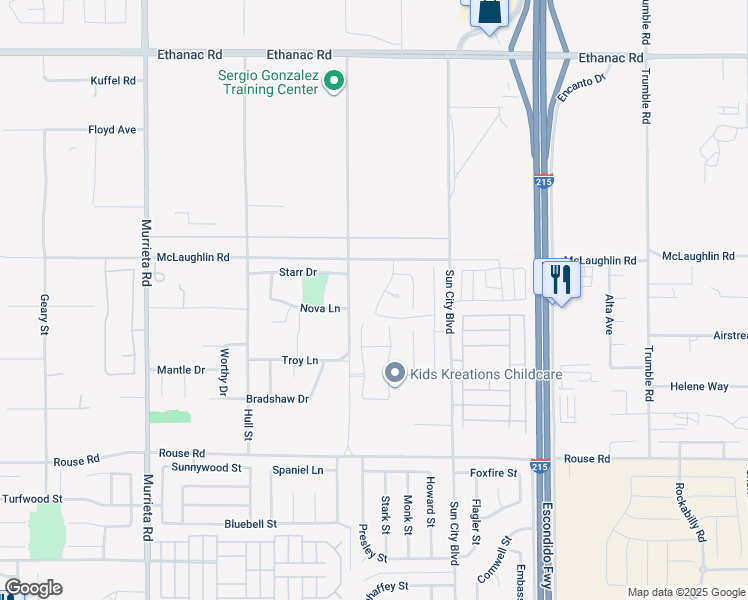 map of restaurants, bars, coffee shops, grocery stores, and more near 26599 Sagewood Way in Menifee