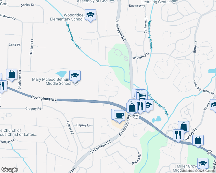 map of restaurants, bars, coffee shops, grocery stores, and more near 1966 Manhattan Parkway in Decatur