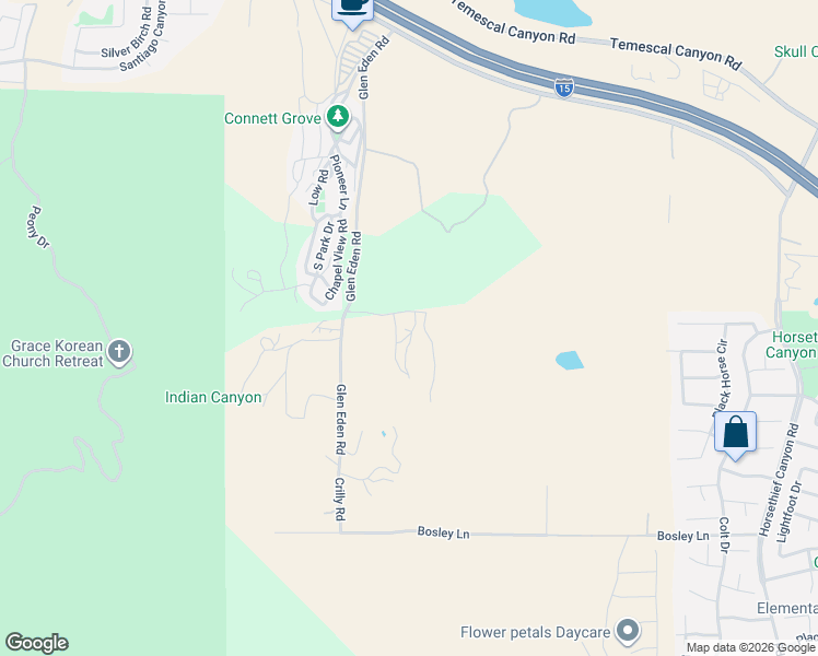 map of restaurants, bars, coffee shops, grocery stores, and more near 12385 Beardsley Road in Corona