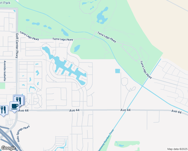 map of restaurants, bars, coffee shops, grocery stores, and more near 43310 Sentiero Drive in Indio