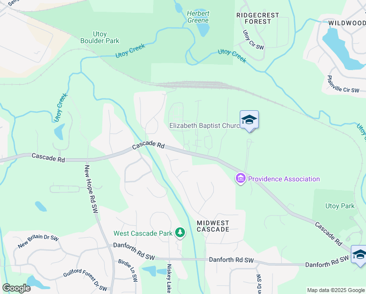map of restaurants, bars, coffee shops, grocery stores, and more near 4425 Cascade Road in Atlanta