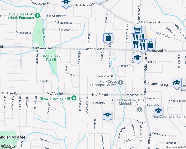 map of restaurants, bars, coffee shops, grocery stores, and more near 1911 Rosewood Road in Decatur