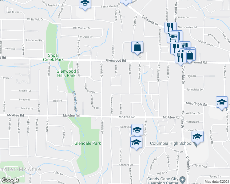 map of restaurants, bars, coffee shops, grocery stores, and more near 1923 Rosewood Road in Decatur