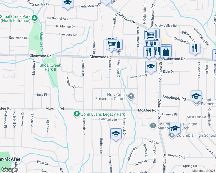 map of restaurants, bars, coffee shops, grocery stores, and more near 1879 Rosewood Road in Decatur
