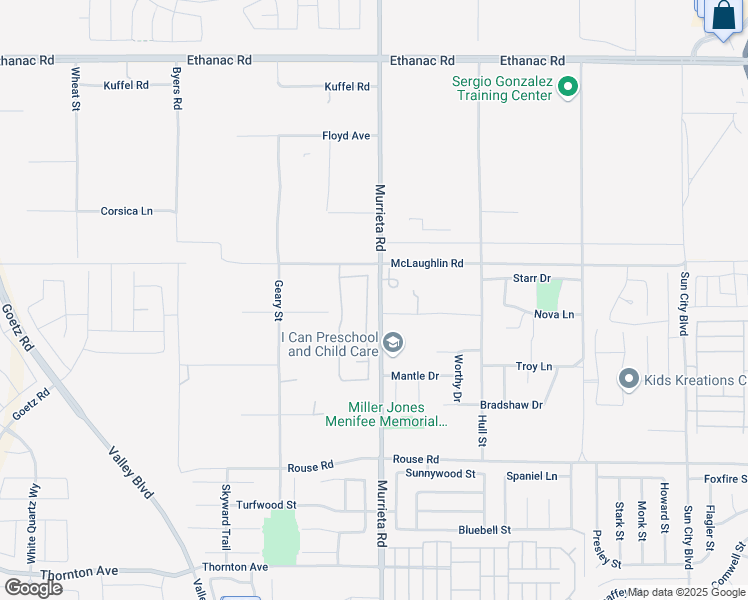 map of restaurants, bars, coffee shops, grocery stores, and more near 26592 Calle Gregorio in Menifee