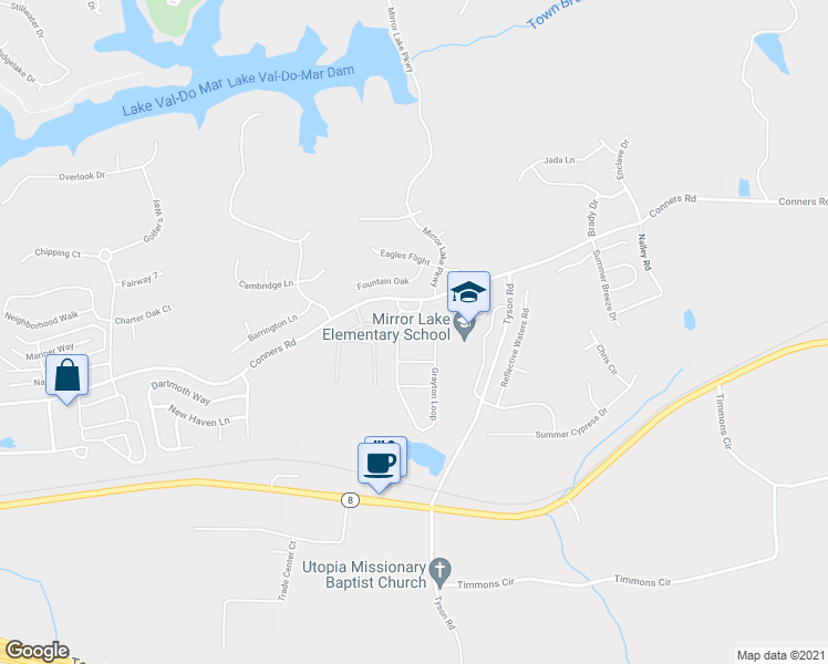map of restaurants, bars, coffee shops, grocery stores, and more near 2596 Grayton Loop in Villa Rica