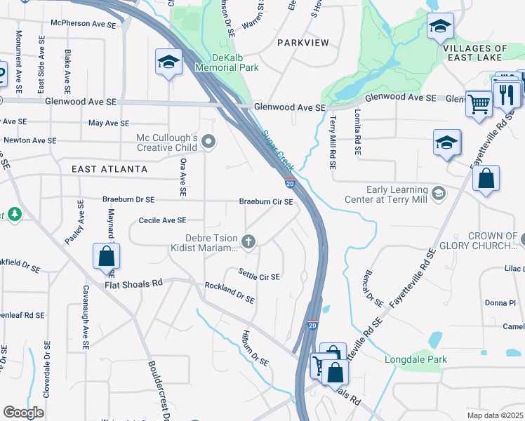 map of restaurants, bars, coffee shops, grocery stores, and more near 1967 Nash Avenue Southeast in Atlanta