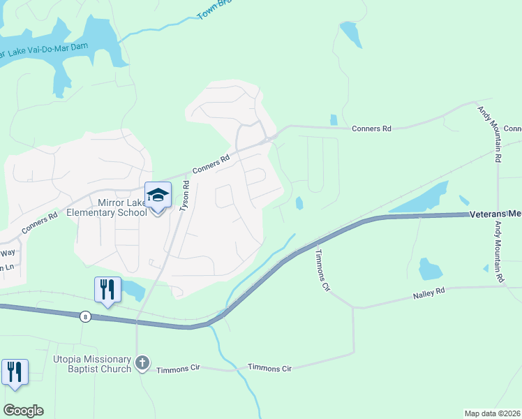 map of restaurants, bars, coffee shops, grocery stores, and more near 3044 Summer Breeze Drive in Villa Rica