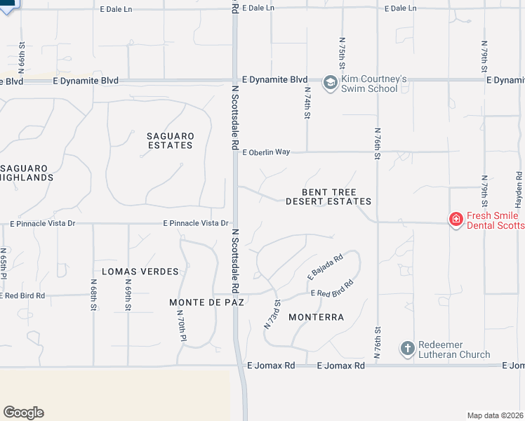 map of restaurants, bars, coffee shops, grocery stores, and more near 7283 East Bent Tree Drive in Scottsdale
