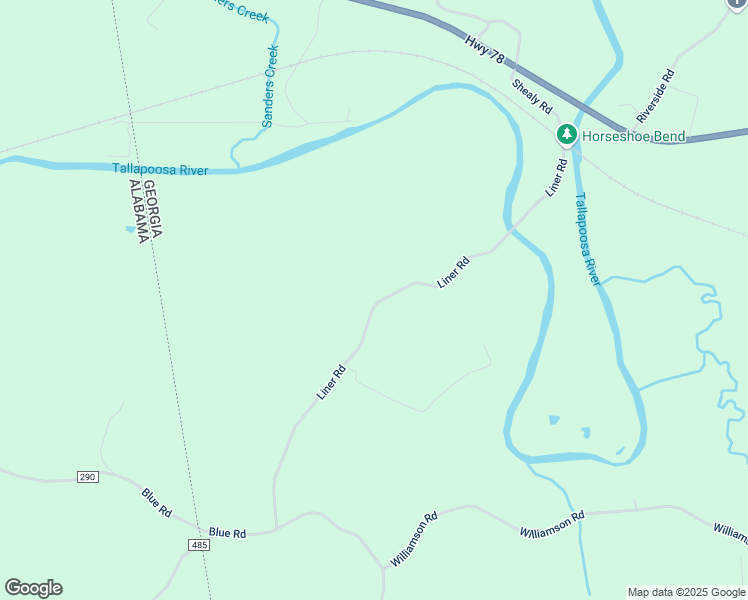map of restaurants, bars, coffee shops, grocery stores, and more near Liner Road in Haralson County