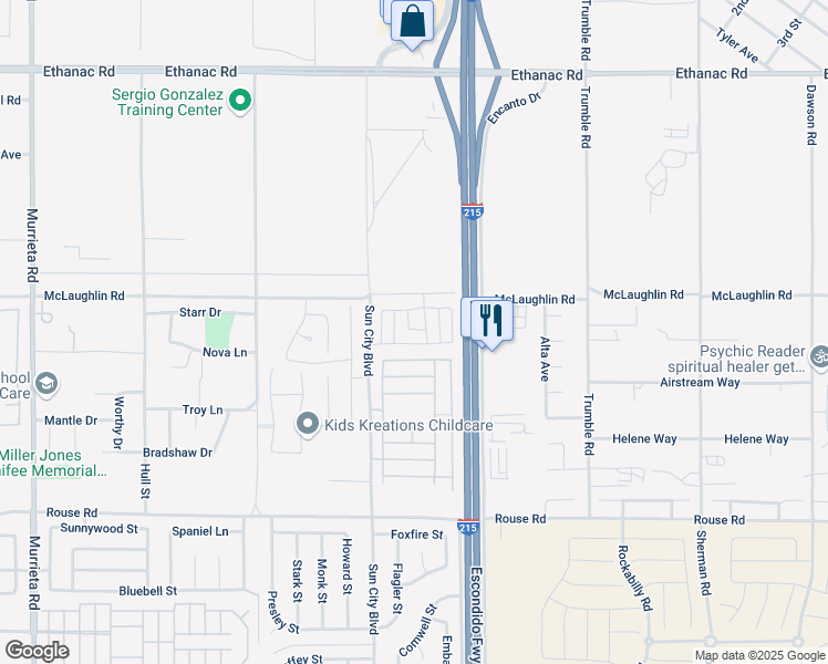 map of restaurants, bars, coffee shops, grocery stores, and more near in Riverside County