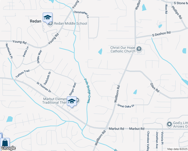 map of restaurants, bars, coffee shops, grocery stores, and more near 5788 Bobbin Lane in Lithonia