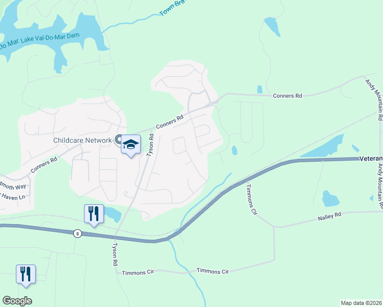 map of restaurants, bars, coffee shops, grocery stores, and more near 3023 Chris Circle in Villa Rica