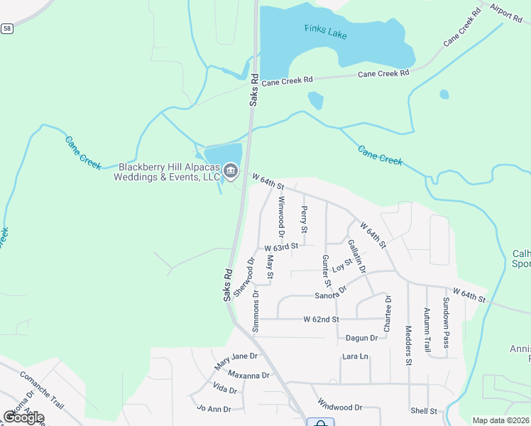 map of restaurants, bars, coffee shops, grocery stores, and more near 6321 Sherwood Drive in Anniston